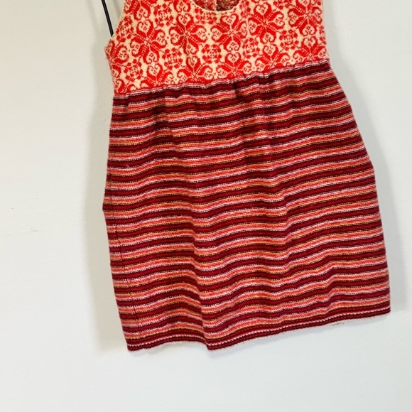 FREE PEOPLE Women’s Red Orange Knit Empire Waist Sweater Dress Wool Blend Size M - Picture 4 of 8